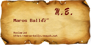 Maros Balló névjegykártya